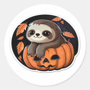 Redonda calabaza lenta Halloween pegatina camiseta sobredi
