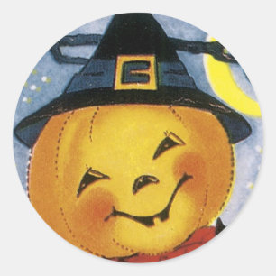Redonda Calabaza suave en el Gorra de Brujas - Pegatina de
