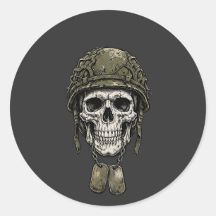 Redonda Calavera de veterano: pegatina de placas de identi