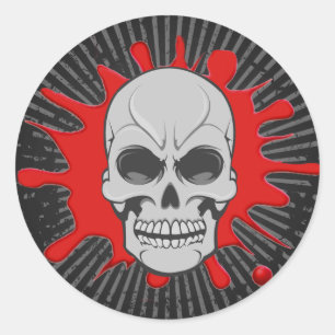 Redonda Calavera enojada y salpicón de sangre: Pegatina Pe