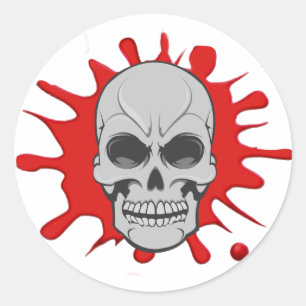 Redonda Calavera enojada y salpicón de sangre: Pegatina Pe