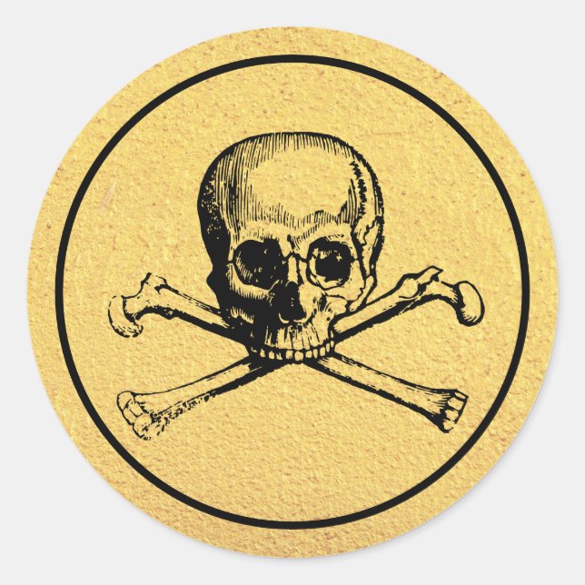 Redonda Calavera gótica | PEGATINA | Oro (Anverso)