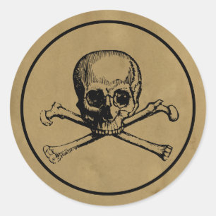 Redonda Calavera gótica PEGATINA Pergamino