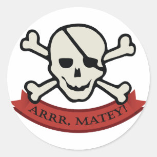 Redonda Calavera - Pegatina redondo clásico blanco, brilla