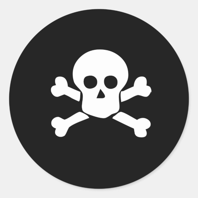 Redonda Calavera pirata y huesos cruzados pegatina para ni (Anverso)