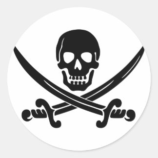 Redonda Calico Jack Skull & Swords Pegatina
