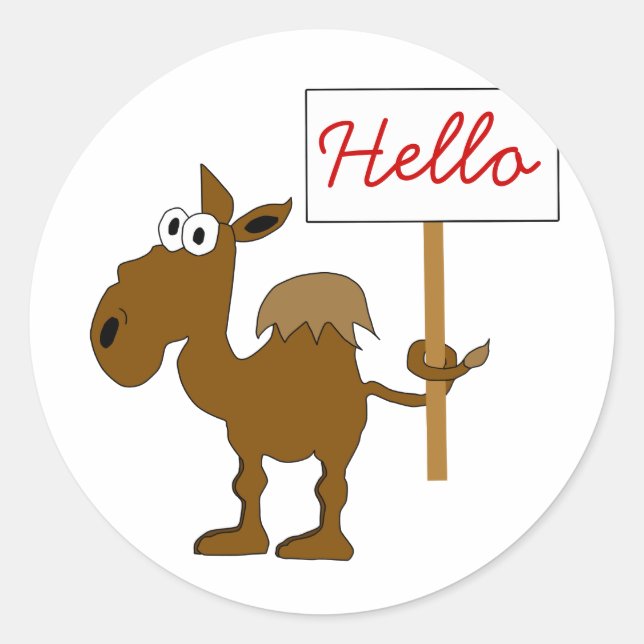 Redonda Camello Con Pegatina De Rótulo (Anverso)