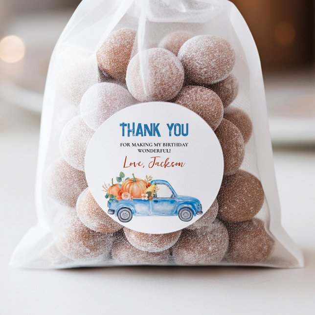 Redonda Camión de calabaza azul Pegatina redondo clásico d (Subido por el creador)