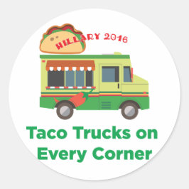 Redonda Camiones de tacos en cada esquina: Pegatina de Hil