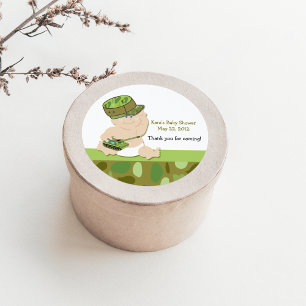 Redonda Camoflauge militar Pegatina Baby Shower Favor