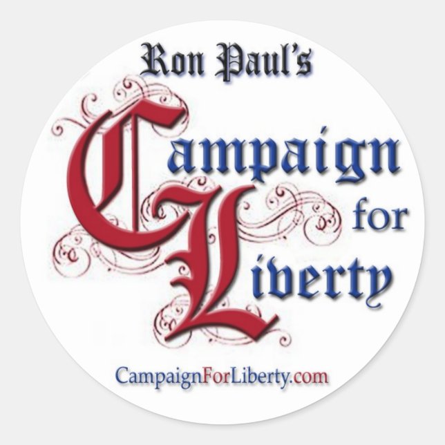 Redonda Campaña Por La Libertad, Lapel Pegatina RON PAUL (Anverso)