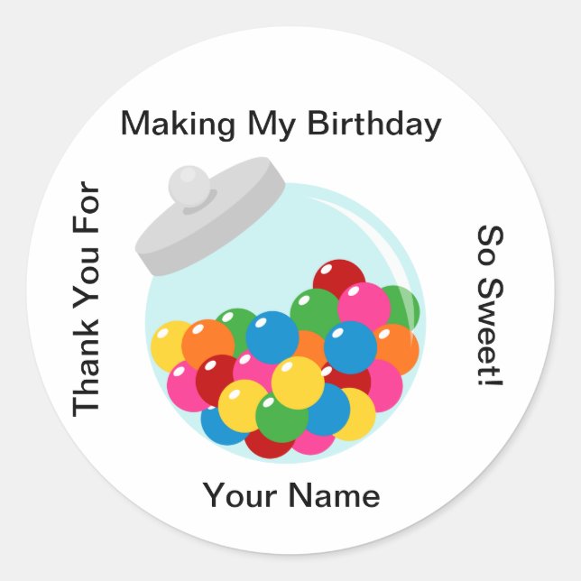 Redonda Candy Buffet Gumball Jar Pegatina (Anverso)