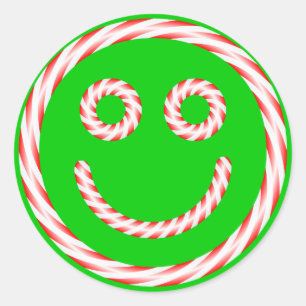 Redonda Candy Cane Face Pegatina
