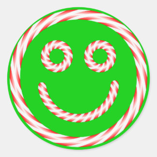 Redonda Candy Cane Face Pegatina