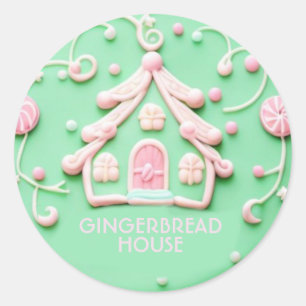 Redonda Candy/Pnk Gingerbread House/Classic Round Pegatina