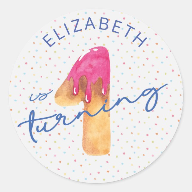 Redonda Candy rocia Pegatina de primer cumpleaños (Anverso)