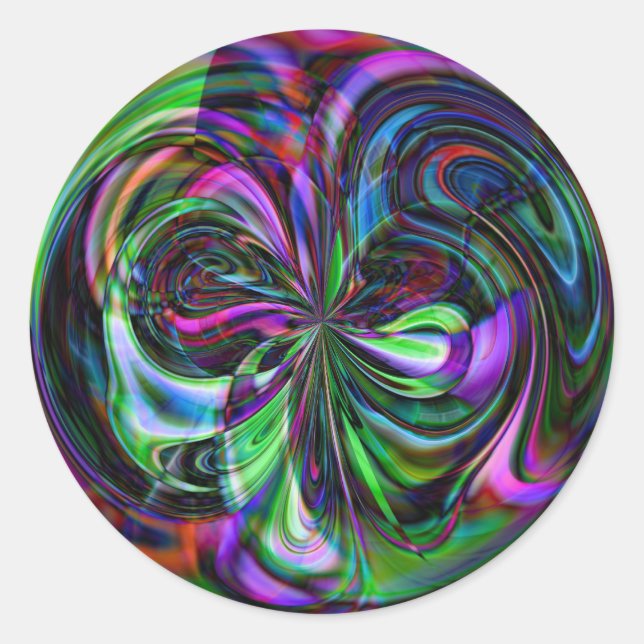 Redonda Cane Magic Mandala - Resumen Pegatina fractal (Anverso)