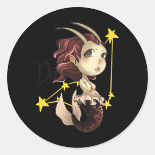 Redonda Capricorn Chibi Anime Cute Chica Pegatina