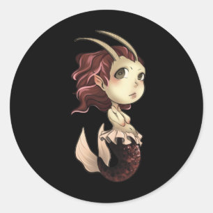 Redonda Capricorn Chibi Anime Cute Chica Pegatina individu