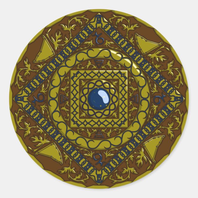 Redonda Capricorn Mandala Pegatina (Anverso)