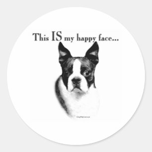 Redonda Cara feliz de Boston Terrier - pegatina