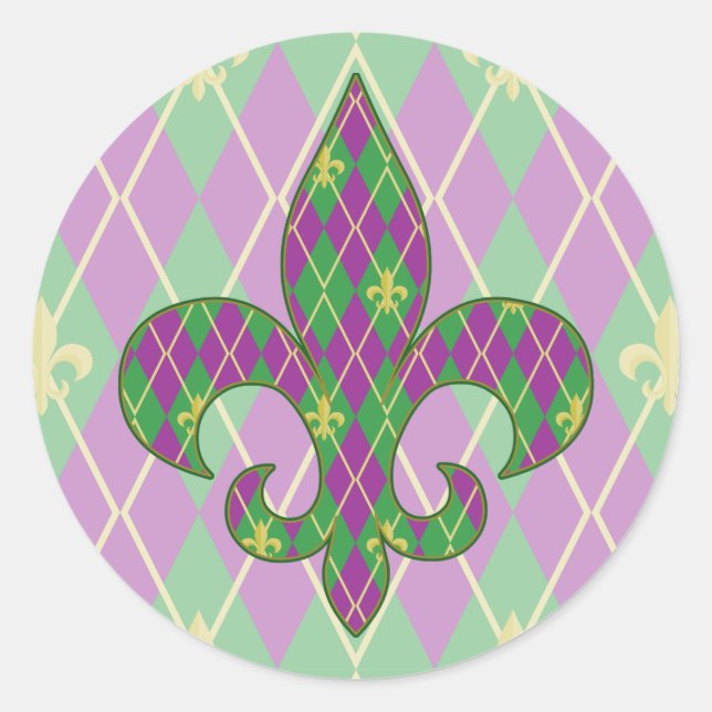 Redonda Carnaval Argyle Pegatina (Anverso)