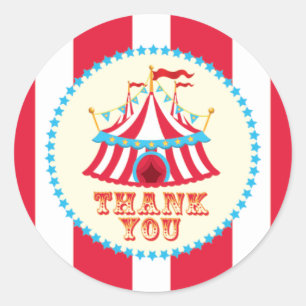 Redonda Carnaval, tienda de circo, gracias pegatina