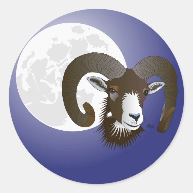 Redonda Carnero - signo del zodíaco pegatina (Anverso)