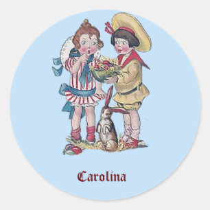 Redonda CAROLINA ~ Pegatina PASTEL Vintage 1911 ~ Cute! ~