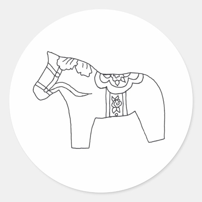Redonda Carousel Horse Pegatina (Anverso)