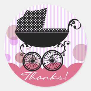 Redonda Carro de bebé retro elegante - pegatina de Baby