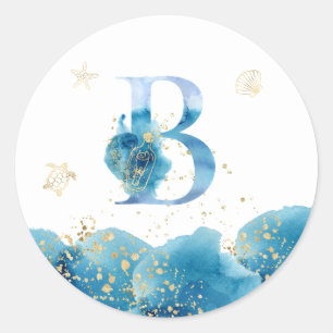 Redonda *~* CARTA B - Pegatina de sobres de Sea Ocean Beac