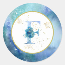 Redonda *~* CARTA F - Pegatina de sobres de playa náutica