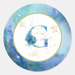 Redonda *~* CARTA G - Pegatina de sobres de playa náutica