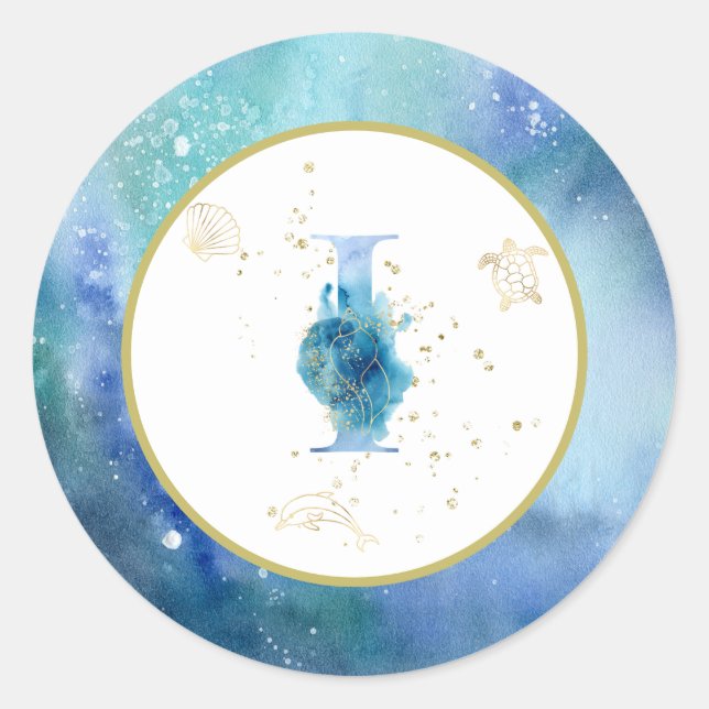 Redonda *~* CARTA I - Pegatina de sobres de playa náutica (Anverso)