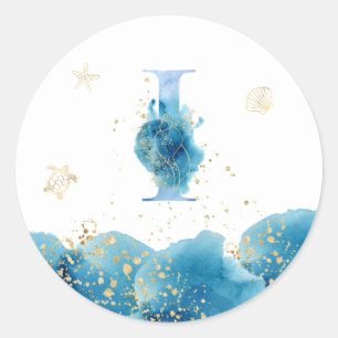 Redonda *~* CARTA I - Pegatina de sobres de Sea Ocean Beac