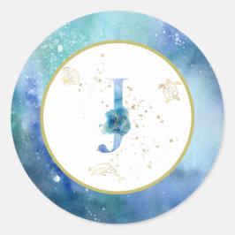 Redonda *~* CARTA J - Pegatina de sobres de playa náutica