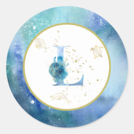 Redonda *~* CARTA L - Pegatina de sobres de playa náutica