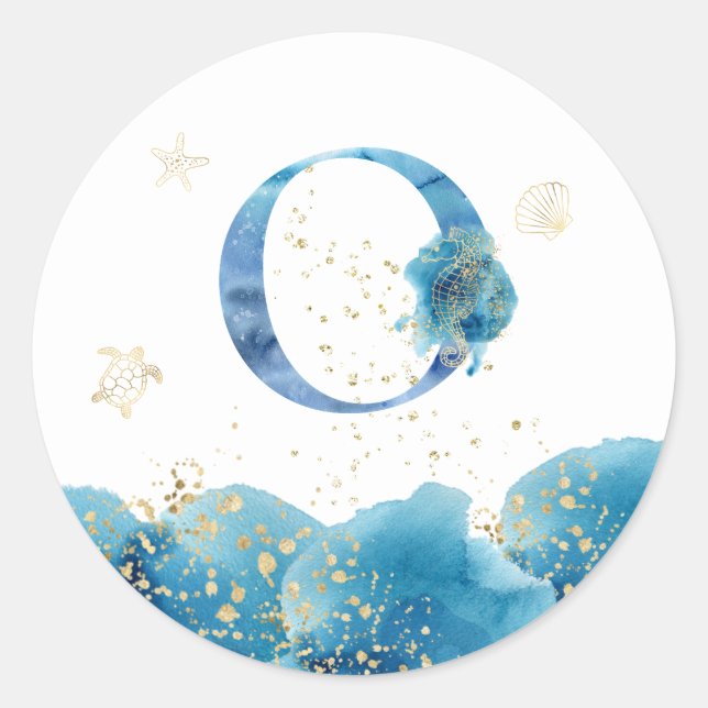 Redonda *~* CARTA O - Sea Ocean Beach Envelope Pegatina (Anverso)