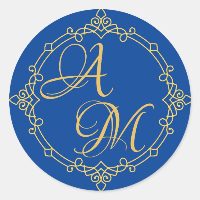 Redonda Cartas juntas Pegatina para invitación a la boda (Anverso)