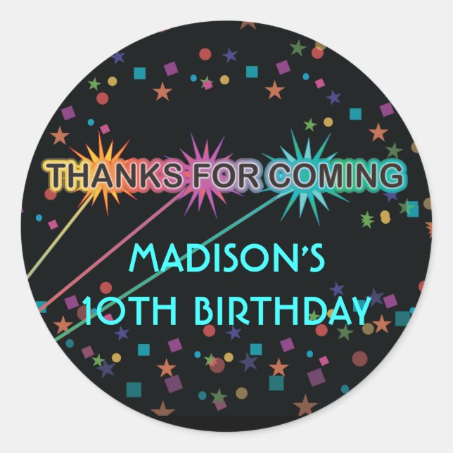 Redonda Cartas láser redondeadas Gracias Pegatina (Anverso)