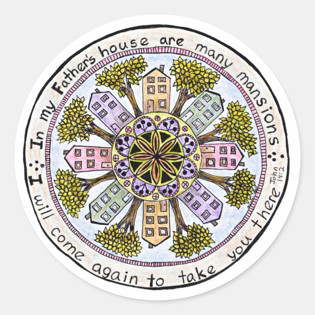 Redonda Casa del padre pegatina (Anverso)