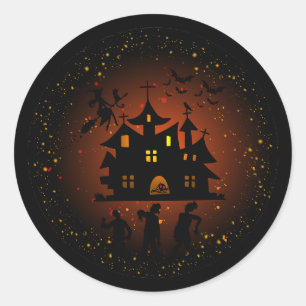 Redonda Casa embrujada con Pegatina Zombies