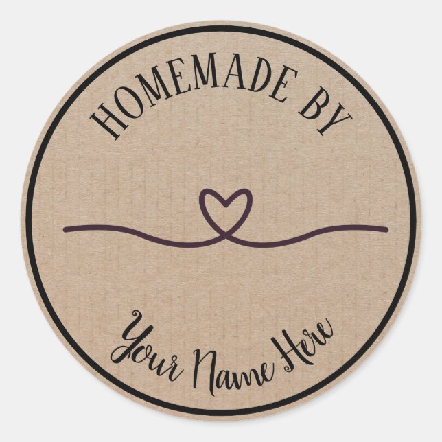 Redonda Casero Por Pegatina Circular Clásico Del Corazón (Anverso)