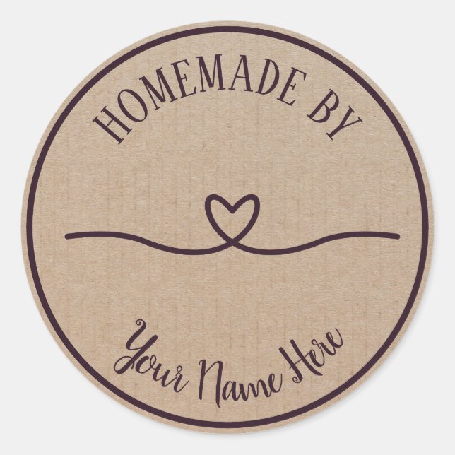 Redonda Casero Por Pegatina Circular Clásico Del Corazón (Anverso)