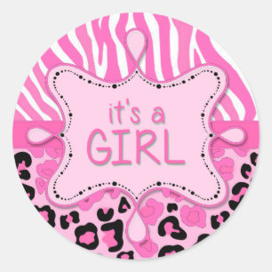 Redonda Cebra rosa Es un Pegatina Chica