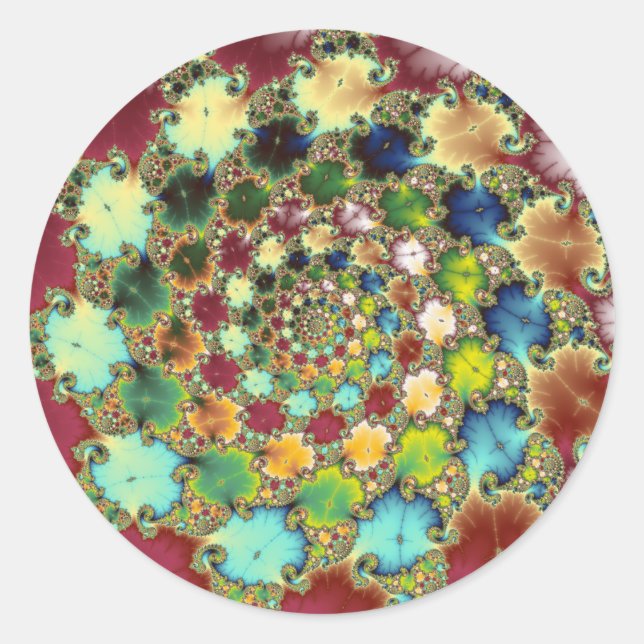 Redonda Celdas fractales - Pegatina fractal (Anverso)