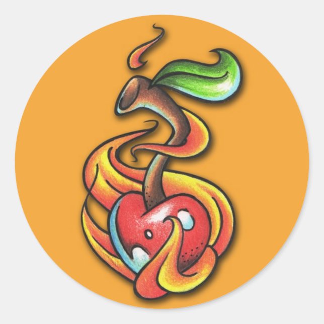 Redonda Cerezo en llamas - Pegatina (Anverso)