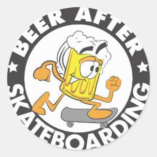 Redonda Cerveza después del Pegatina de Skateboarding
