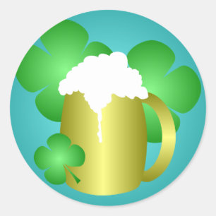 Redonda Cerveza y Pegatina del Día de San Patricio